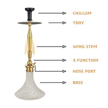 Load image into Gallery viewer, COCOYAYA Angel Series Titan Hookah Golden (Transparent Base)(with bag)