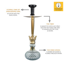 Load image into Gallery viewer, COCOYAYA Prince Series Dino Hookah Golden (Cut Glass Base) ( With Bag )