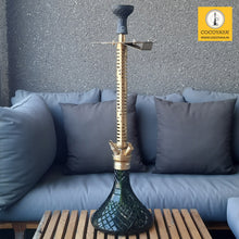 Load image into Gallery viewer, COCOYAYA King Series 2.0 Vikram Aditya Hookah Golden ( Dark Green Base) With Bag