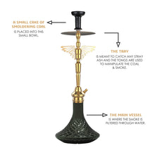Load image into Gallery viewer, COCOYAY Angel Series Falcon Hookah Golden ( Black Base )(with bag)