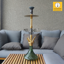 Load image into Gallery viewer, COCOYAYA Amara 4 Pipe Hookah - Golden Stem / Dark Green Base(with bag)