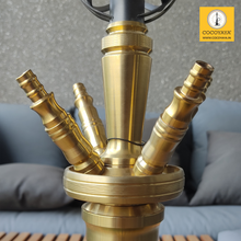 Load image into Gallery viewer, COCOYAYA Amara 4 Pipe Hookah - Golden Stem / Dark Green Base(with bag)