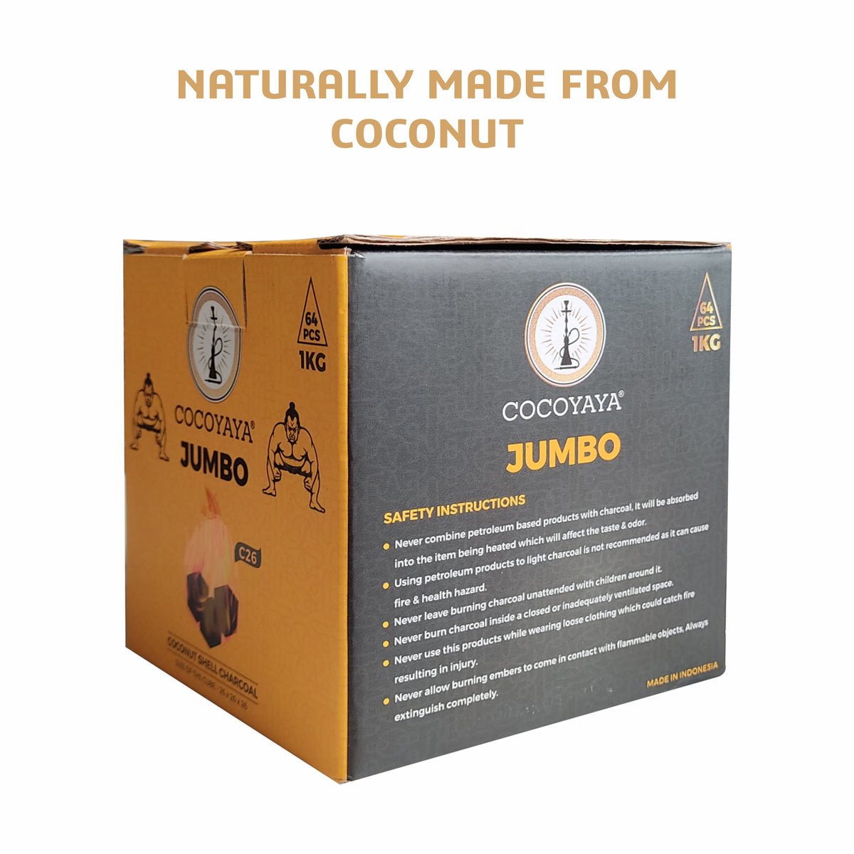 COCOYAYA Jumbo Coconut Charcoal for Hookah 1KG (64 Pcs) – Cocoyaya