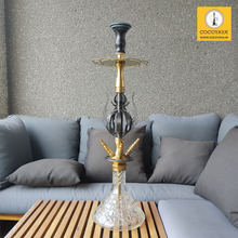 Load image into Gallery viewer, COCOYAYA Caesar 4 Pipe Hookah - Golden Stem / Transparent Base(with bag)