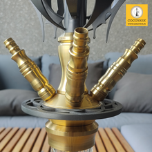 Load image into Gallery viewer, COCOYAYA Caesar 4 Pipe Hookah - Golden Stem / Transparent Base(with bag)