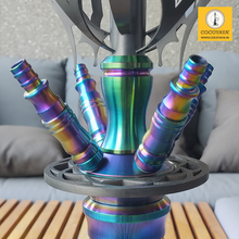 Load image into Gallery viewer, COCOYAYA Caesar 4 Pipe Hookah - Rainbow Stem / Transparent Base(with bag)