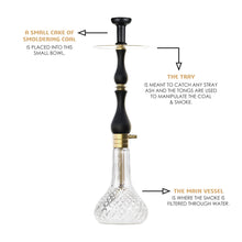 Load image into Gallery viewer, COCOYAYA Ottoman Series Ghazi Hookah Champagne Black (Transparent Base)(With Bag)