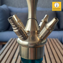 Load image into Gallery viewer, COCOYAYA Gamaliya Series Khanel Khalili Hookah Golden ( Turquoise Base ) With Bag