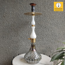 Load image into Gallery viewer, COCOYAYA Ottoman Series Ghazi Hookah White Golden (Cut Glass Base) (With Bag)