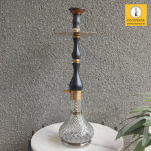 Load image into Gallery viewer, COCOYAYA Ottoman Series Ghazi Hookah Black Golden (Cut Glass Base)(With Bag)