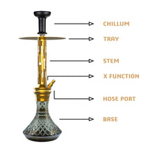 Load image into Gallery viewer, COCOYAYA Jade Series Valeriya Hookah Golden (Design 3 Cut Glass Base)(with bag)