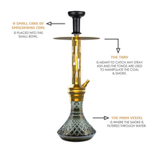 Load image into Gallery viewer, COCOYAYA Jade Series Valeriya Hookah Golden (Design 3 Cut Glass Base)(with bag)