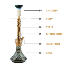 Load image into Gallery viewer, COCOYAYA Jade Series Shisha Cut Glass Base Valeriya Hookah Golden (with bag)