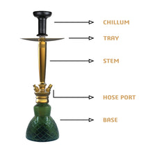 Load image into Gallery viewer, COCOYAYA Prince Series Dino Hookah Golden (Dark Green Base)(With Bag)