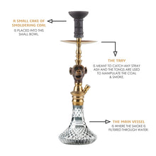 Load image into Gallery viewer, COCOYAYA Bohemian Series Gumbo Hookah Golden (Cut Glass Base)(With Bag)