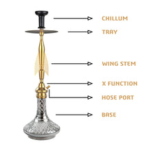 Load image into Gallery viewer, COCOYAYA Angel Series Titan Hookah Golden (Cut Glass Base )(With Bag)