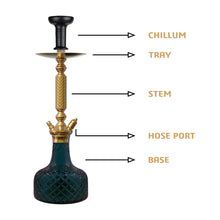 Load image into Gallery viewer, COCOYAYA Prince Series Big Valencia Hookah Golden ( Blue Base )(With Bag)