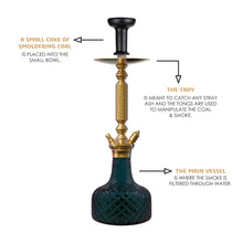 Load image into Gallery viewer, COCOYAYA Prince Series Big Valencia Hookah Golden ( Blue Base )(With Bag)