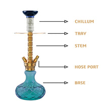 Load image into Gallery viewer, COCOYAYA Conquer Series Suzie Hookah Golden (Base Sky Blue)(With Bag)