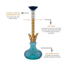 Load image into Gallery viewer, COCOYAYA Conquer Series Suzie Hookah Golden (Base Sky Blue)(With Bag)