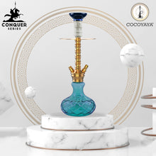 Load image into Gallery viewer, COCOYAYA Conquer Series Suzie Hookah Golden (Base Sky Blue)(With Bag)