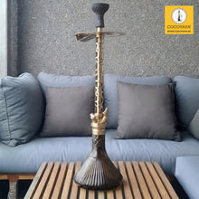 Load image into Gallery viewer, COCOYAYA King Series 2.0 Chandra Gupta Maurya Hookah Golden ( Dark Grey Base) With Bag