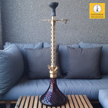 Load image into Gallery viewer, COCOYAYA King Series 2.0 Chandragupta Maurya Hookah Golden (Dark Purple Base) With Bag