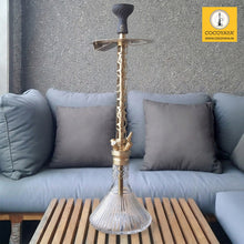 Load image into Gallery viewer, COCOYAYA King Series 2.0 Chandra Gupta Maurya Hookah Golden ( Transparent Base) With Bag