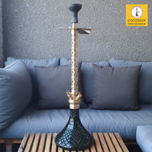 Load image into Gallery viewer, COCOYAYA King Series 2.0 Raja Raj Hookah Golden (Dark Green Base) With Bag