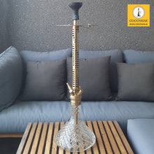 Load image into Gallery viewer, COCOYAYA King Series 2.0 Vikram Aditya Hookah Golden (Transparent Base) With Bag