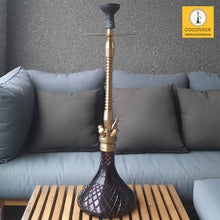 Load image into Gallery viewer, COCOYAYA King Series Pacho Hookah Golden ( Dark Purple Base) With Bag