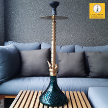 Load image into Gallery viewer, COCOYAYA King Series Tanner Hookah Golden (Dark Aqua Green Base) With Bag