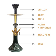 Load image into Gallery viewer, COCOYAYA Moksha Series Lazlo Hookah Golden (Black Base)(with bag)