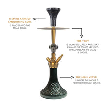 Load image into Gallery viewer, COCOYAYA Moksha Series Lazlo Hookah Golden (Black Base)(with bag)