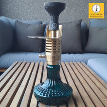 Load image into Gallery viewer, COCOYAYA Mini Ferro Series Hookah Golden (Dark Aqua Blue Base) with Bag
