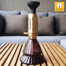 Load image into Gallery viewer, COCOYAYA Mini Ferro Series Hookah Golden (Design 1 Dark Purple Base) with Bag