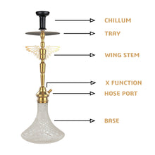 Load image into Gallery viewer, COCOYAY Angel Series Falcon Hookah Golden (Transparent Base )(with bag)