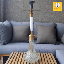 Load image into Gallery viewer, COCOYAYA Ottoman Series Pathan Hookah Golden White (Transparent Base) With Bag
