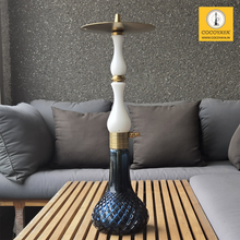 Load image into Gallery viewer, COCOYAYA Ottoman Series Ghazi Hookah Golden White ( Dark Blue Base )(with bag)