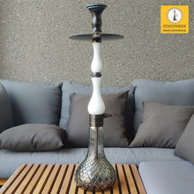 Load image into Gallery viewer, COCOYAYA Ottoman Series Ghazi Hookah Coffee White (Cut Glass Base)(with bag)
