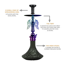 Load image into Gallery viewer, COCOYAY Angel Series Shadow Hookah Rainbow (Dark Green Base)(with bag)