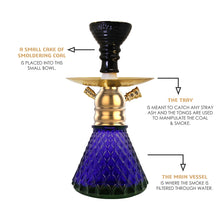 Load image into Gallery viewer, X Series X12 Hookah 11.5 Inch Dark Blue Golden