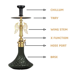 COCOYAY Angel Series Shadow Hookah Golden ( Dark Green Base )(with bag)