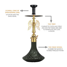 Load image into Gallery viewer, COCOYAY Angel Series Shadow Hookah Golden ( Dark Green Base )(with bag)
