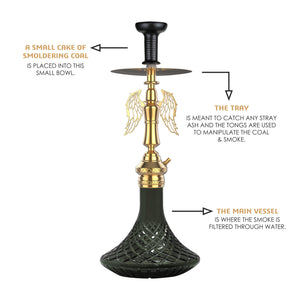 COCOYAY Angel Series Shadow Hookah Golden ( Dark Green Base )(with bag)