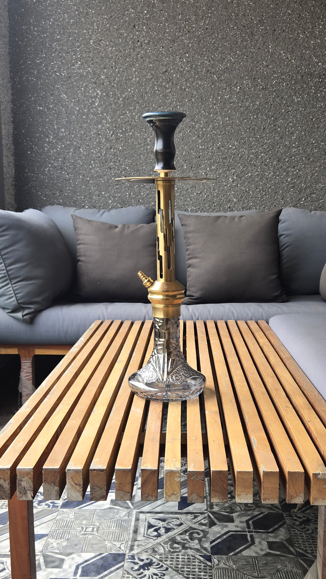 COCOYAYA Jade Series Valeriya Hookah Golden ( Design 3 Grey Base )