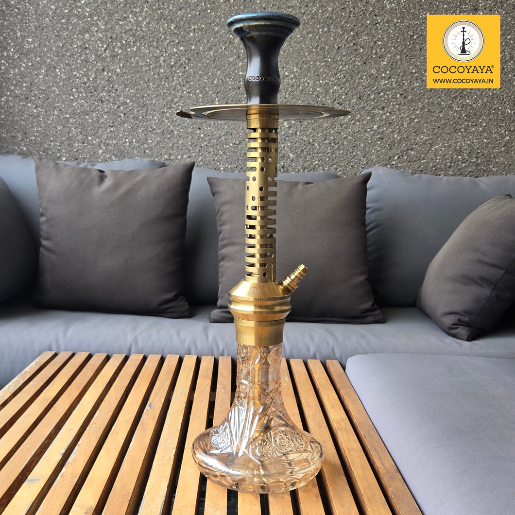 COCOYAYA Jade Series Valeriya Alpha Hookah Golden ( Design 1 Orange Glass Base) With Bag