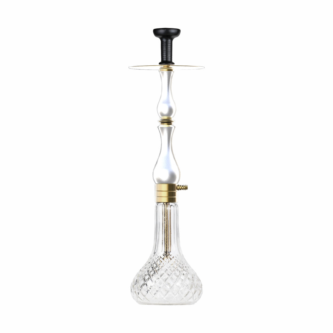 COCOYAYA Ottoman Series Ghazi Hookah Champagne White (Transparent Base)