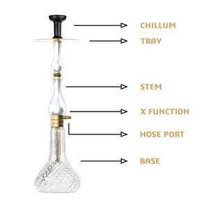 COCOYAYA Ottoman Series Ghazi Hookah Champagne White (Transparent Base)