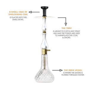 COCOYAYA Ottoman Series Ghazi Hookah Champagne White (Transparent Base)